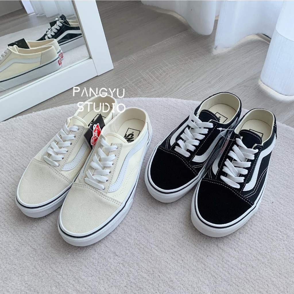 【胖魚-Studio】Vans Old Skool Mule 黑白 半拖 基本款 穆勒鞋 懶人鞋 拖鞋 帆布鞋 男女鞋