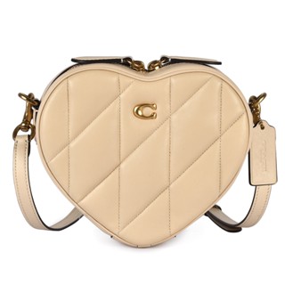 COACH Heart絎縫皮革愛心造型斜揹包(象牙色)194367-2｜GoBrand購名牌