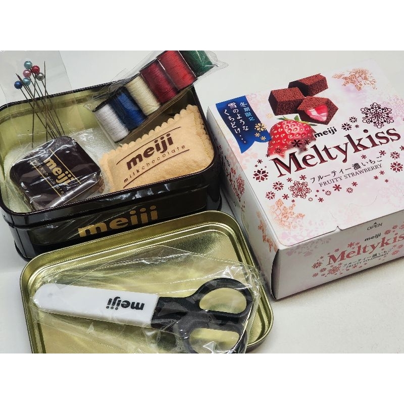 Meiji明治經典巧克力針線組+1盒草莓夾餡可可粒