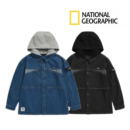 韓國 National Geographic 國家地理 2023新款 兒童 大童 連帽牛仔休閒外套 連帽牛仔休閒襯衫