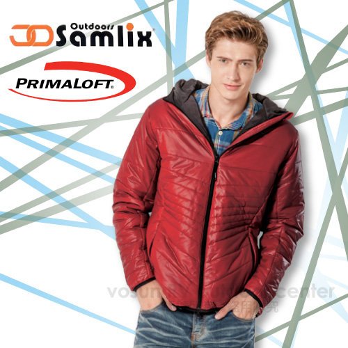 【山力士 SAMLIX】男 款輕量防風防潑保暖外套 Primaloft 休閒外套 雪衣/100%聚酯纖維_紅_66813