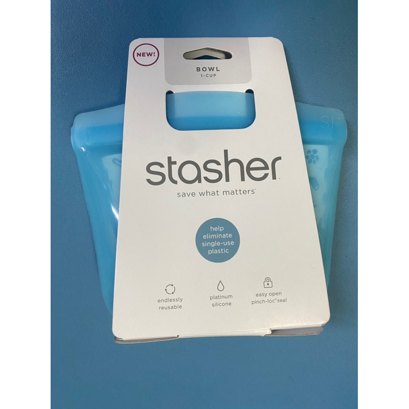 全新 公司貨Stasher 碗形 矽膠 站站袋 密封袋 XS 藍