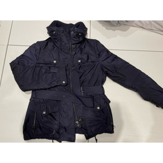 9成新真品~BURBERRY BRIT 可拆式連帽防風/羽絨外套 (深藍色)