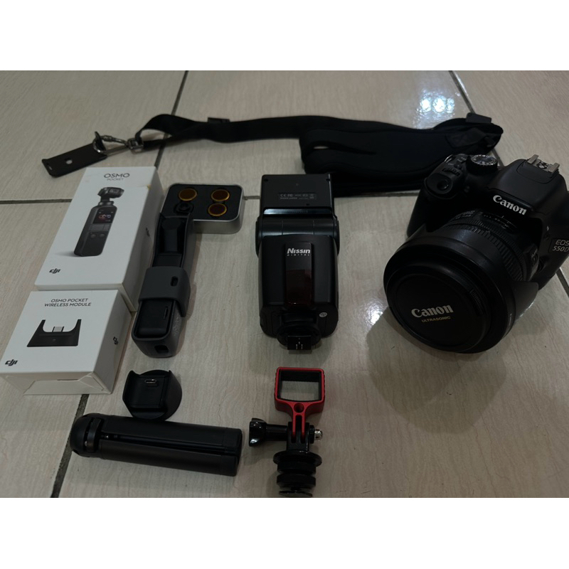 二手DJI Pocket、二手相機Canon 550D、鏡頭15-85mm（中古相機）