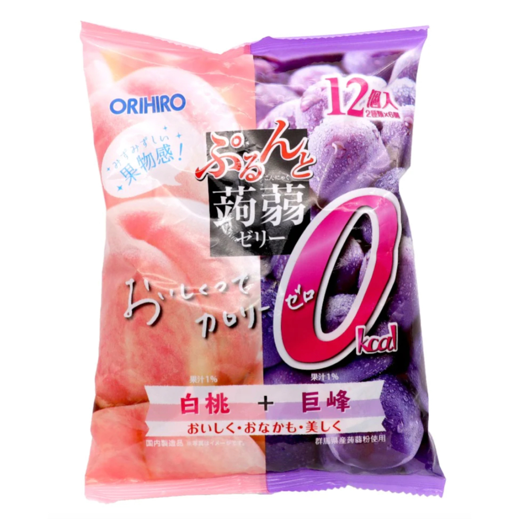 【現貨】日版正貨Orihiro 零卡蒟蒻 果凍 白桃 + 巨峰 12入