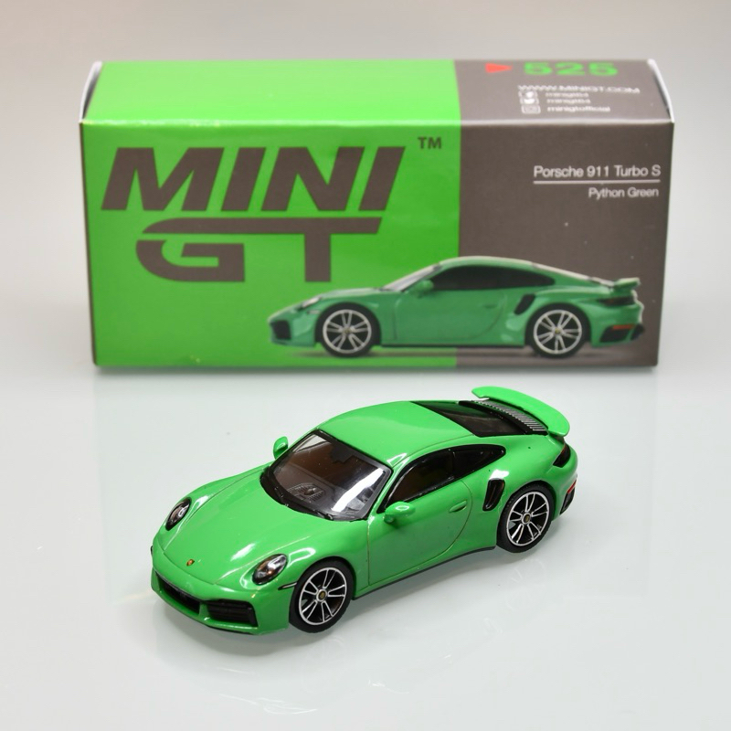 【台南現貨】全新 1/64 MINI GT 525 Porsche 911 Turbo S 復古綠 模型車 里歐模玩