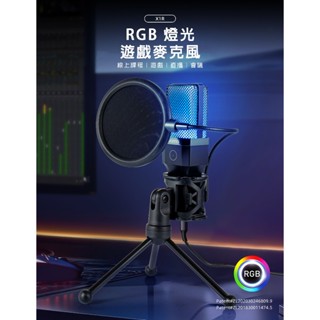 【臺灣現貨】YAMNAI X1R 心型指向 RGB降噪電容麥克風 防噴網 桌上USB TYPEC麥克風 遊戲語音專用