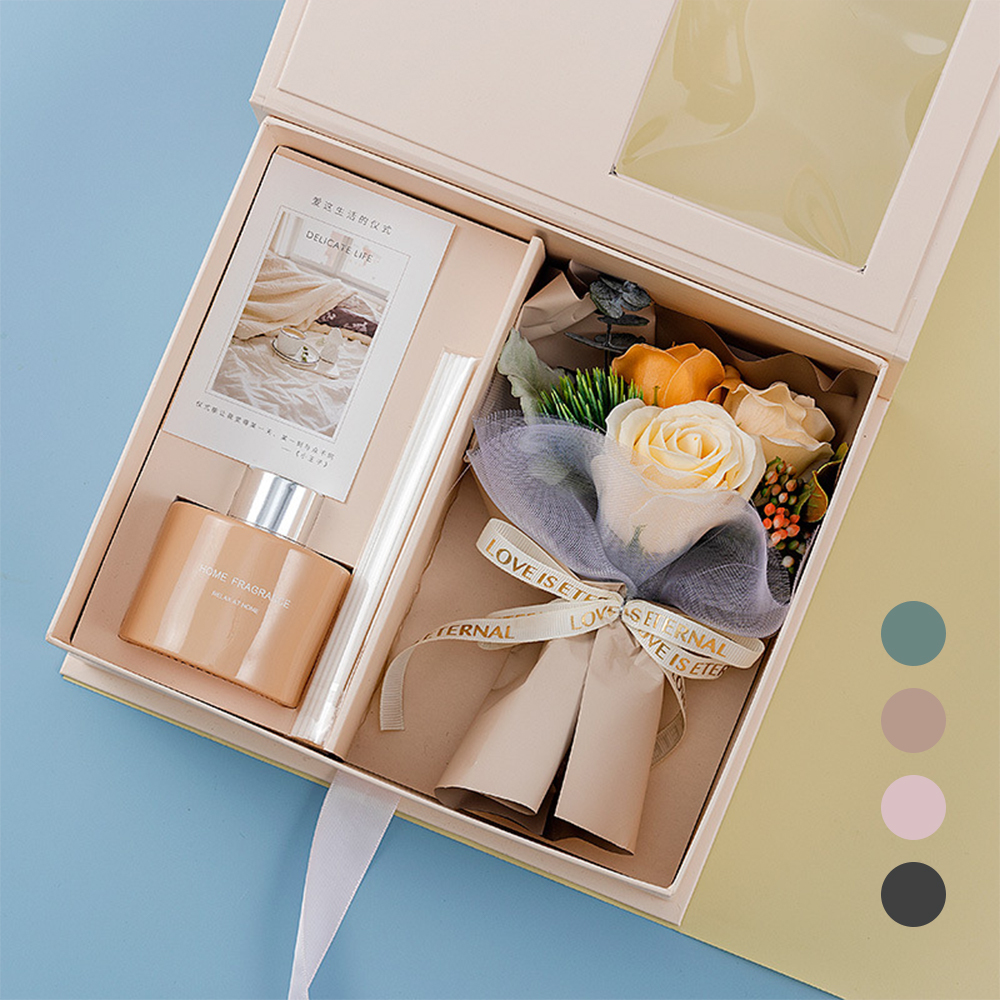 蝦米良品【精美禮盒！送提袋＋送卡片】肥皂花香氛禮盒 擴香瓶 擴香棒 香氛 情人節禮物 聖誕節交換禮物 香薰精油
