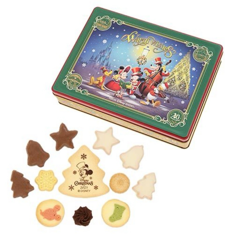 現貨【東京迪士尼海洋】米奇2023溫馨耶誕 鐵盒餅乾 40週年 Disney Sea 聖誕節交換禮物