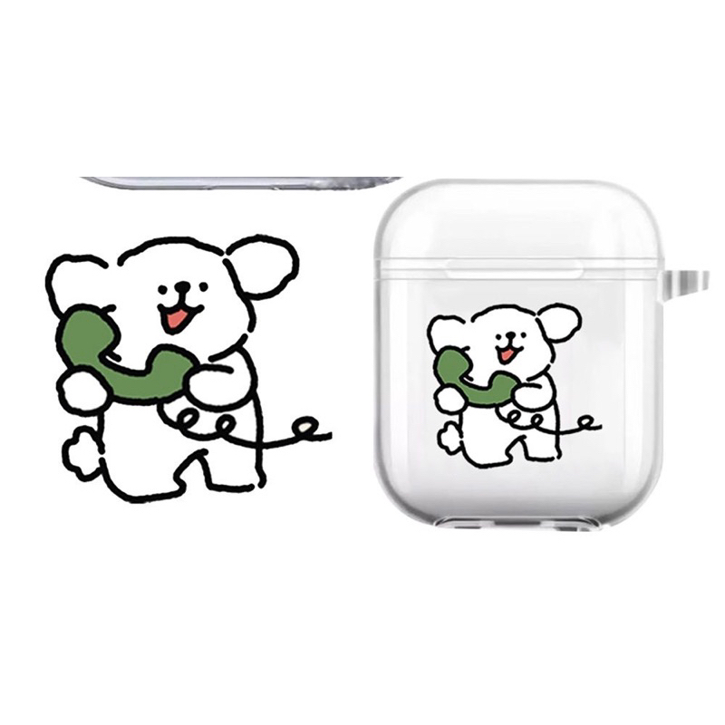 全新 線條小狗 耳機殼 AirPods 2 二代耳機殼 透明殼