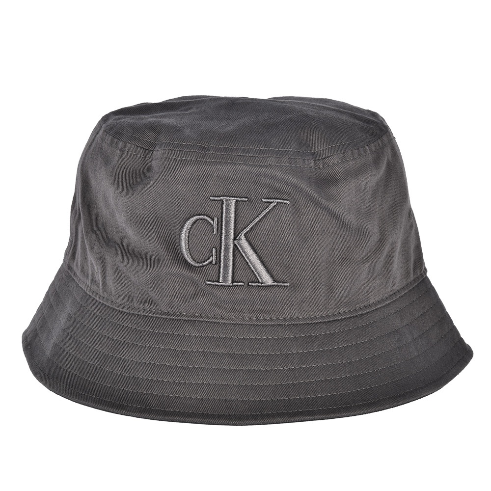 Calvin Klein CK刺繡字母純棉漁夫帽(深灰)103154