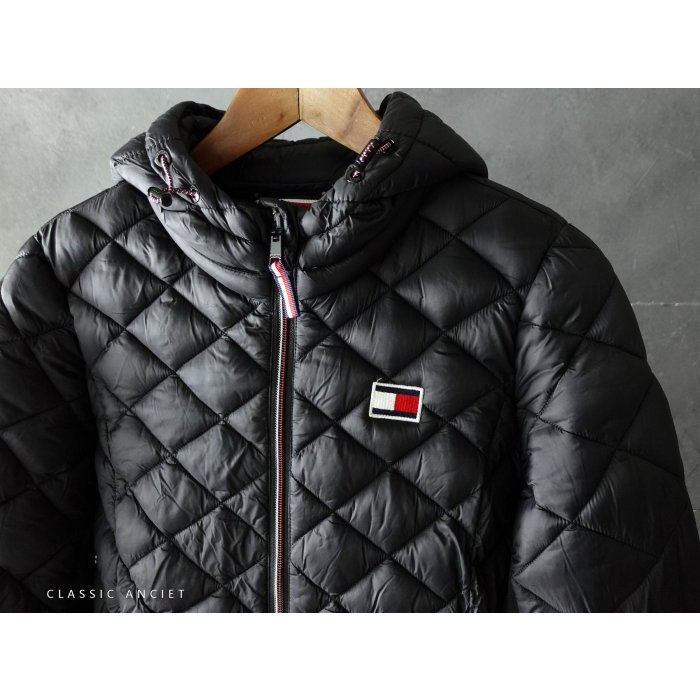 美國品牌 TOMMY HILFIGER 女款 深灰黑 連帽鋪棉外套 XS號