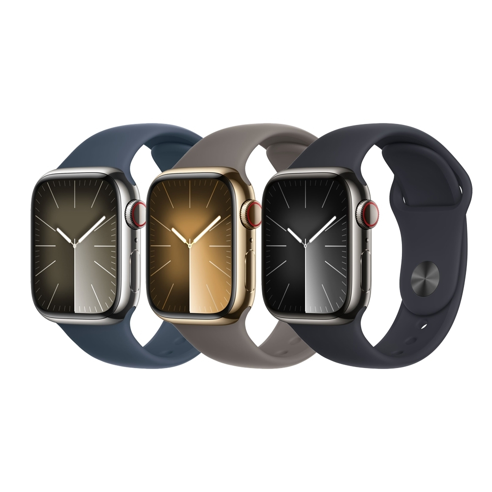Apple Watch S9 LTE 45mm 不鏽鋼錶殼配運動錶帶