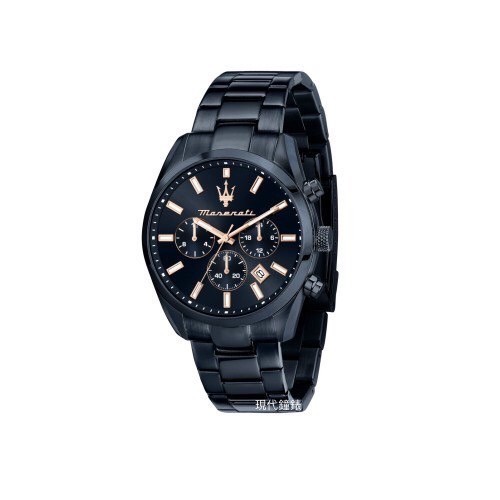 【Maserati 瑪莎拉蒂】爵士雙時區三眼腕錶R8873626003 43mm 現代鐘錶