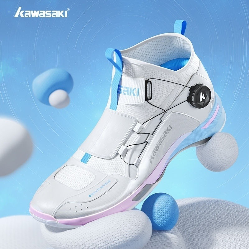 Kawasaki川崎羽毛球鞋男女款防滑减震透氣紐扣免系鞋帶包裹運動鞋穿越2.0