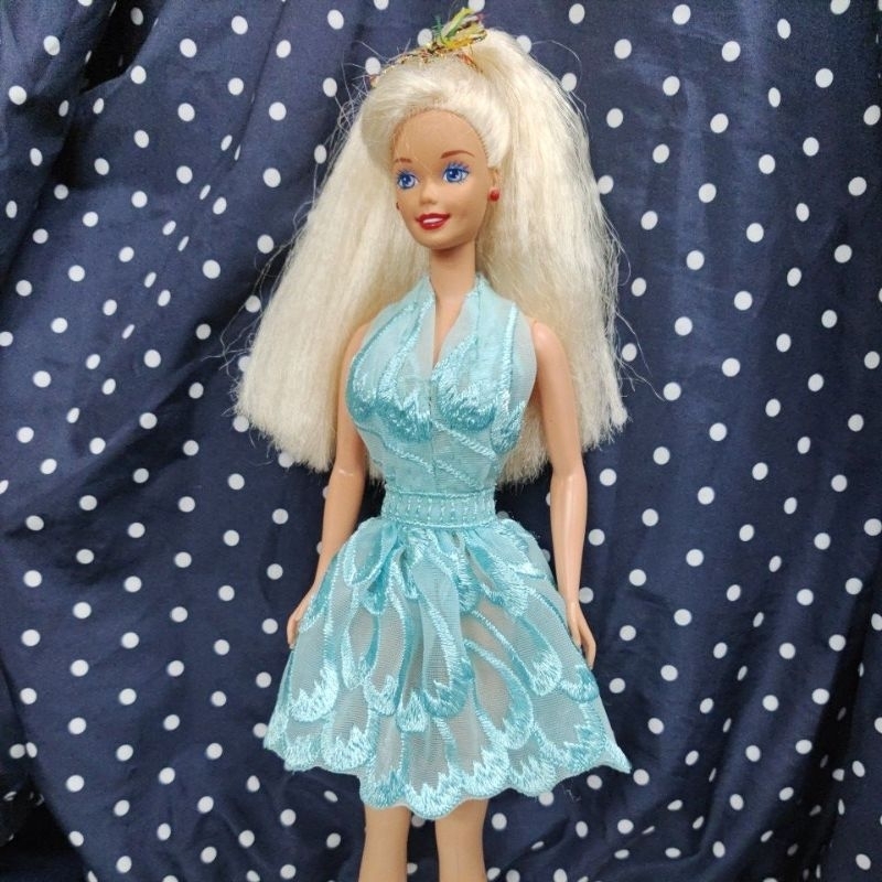 現貨  Barbie 芭比Tiffeny色蕾絲布露背洋裝