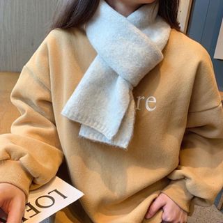 佰分佰/秋冬穿搭/韓版/新款/高階感簡約毛毛圍巾女秋冬季軟糯針織情侶款圍巾米色
