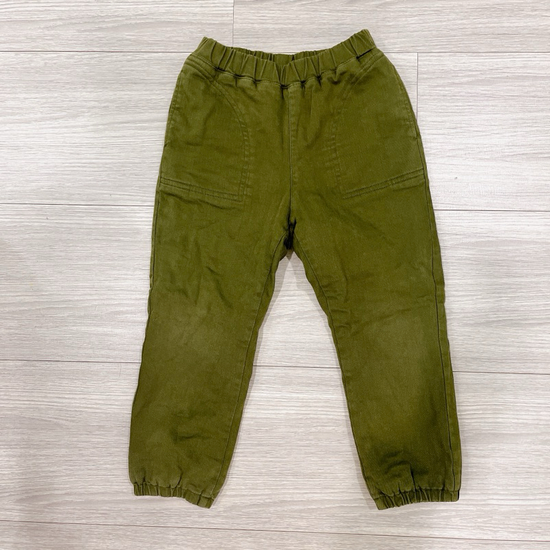 Uniqlo 內刷毛深綠色長褲  縮口褲 100公分