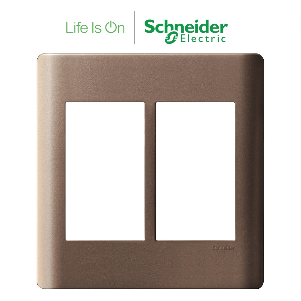 【Schneider Electric施耐德】ZENcelo系列 古銅棕 3模組安裝架與蓋板(雙連)