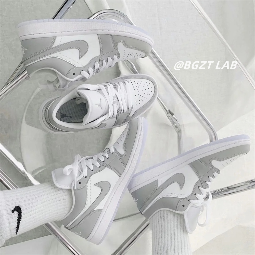 免運 Nike Air Jordan 1 low wolf grey 低筒 白灰 籃球鞋 DC0774-105
