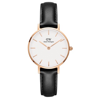 【Daniel Wellington】浪漫雪菲爾黑色皮帶石英腕錶-金框/28mm(DW00100230)