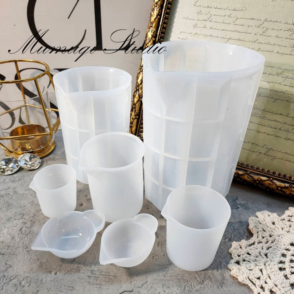 木木柒Studio 硅膠調膠杯 帶刻度硅膠量杯40ML/50ML/100ML/300ML/750ML 水晶滴膠免洗矽膠