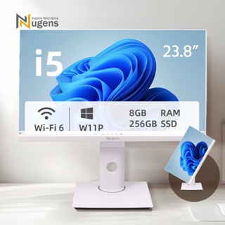 Nugens 24吋 AIO 可旋轉觸控液晶電腦一體機 8G/256GB SSD 桌上型電腦 送無線鍵盤組 (極地白)