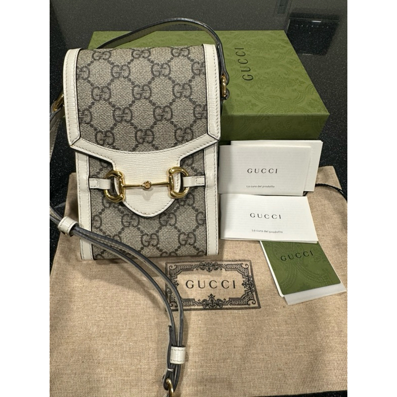 Gucci 正品（全配）滿版馬銜扣 手機包 9新品