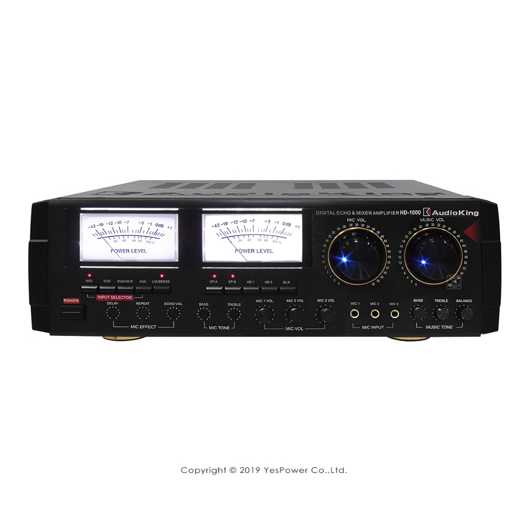 【含稅/來電優惠】HD-1000 AudioKing 250W+250W(4Ω) 專業擴大機系統
