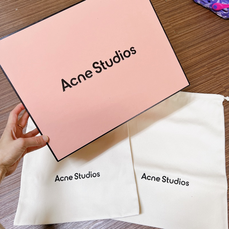 瑞典 acne studios 鮭魚粉大鞋盒 鞋袋 帆布收納袋2個