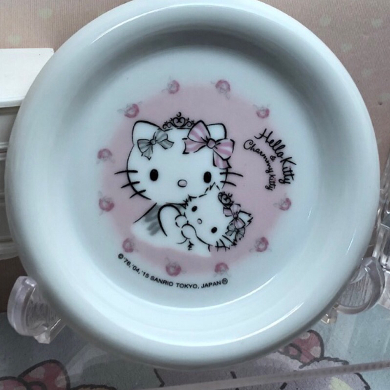日本帶回來的Hello Kitty恰米貓陶瓷小物收納盤附透明掛架