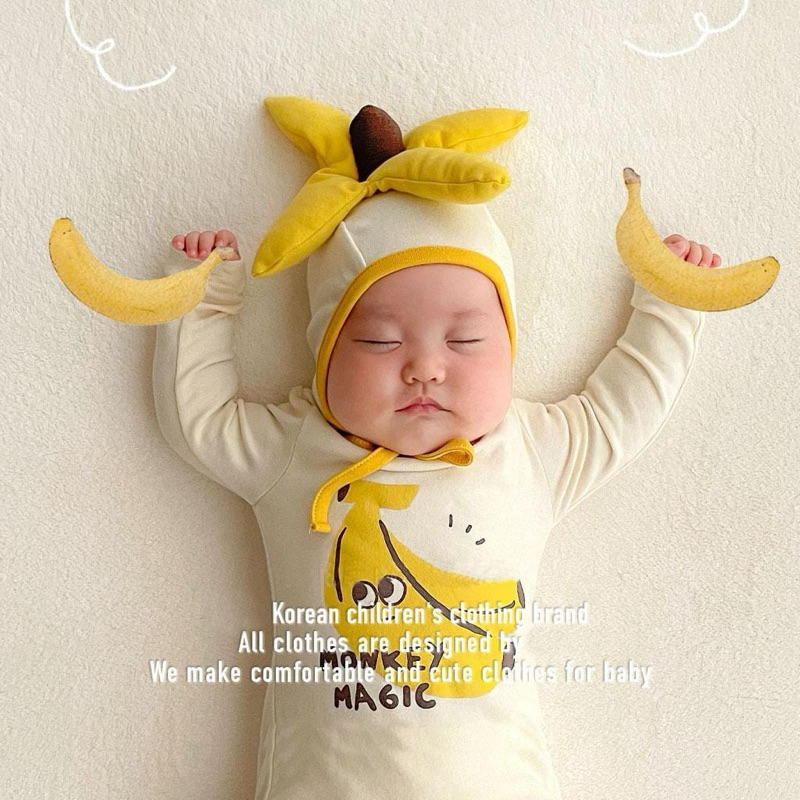 chill.baby/韓版嬰兒連體衣香蕉造型寶寶包屁衣含帽子