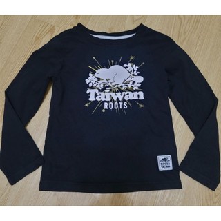 roots kids 台灣限定 台灣 限定 大logo 薄長 黑色 長袖 5T