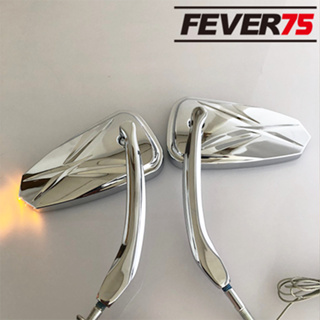 Fever75 哈雷LED兩側邊亮燈後照鏡 鐮刀造型亮銀款
