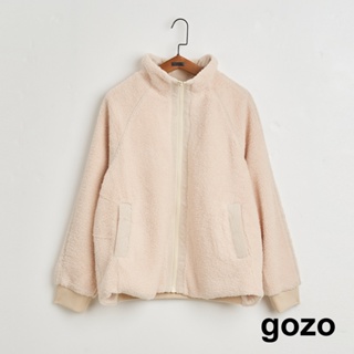 【gozo】➤保暖QQ羊羔毛外套(米色/卡其_F) | 女裝 修身 保暖