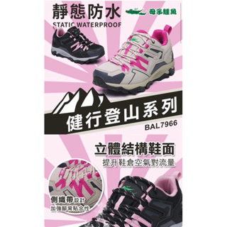 母子鱷魚健行登山系列：靜態防水鞋-黑色(BAL7966)女款