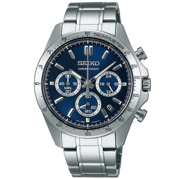 【金台鐘錶】SEIKO精工SBTR011(附原廠盒) 男錶(藍面) 40mm防水100米 不鏽鋼錶帶 三眼計時