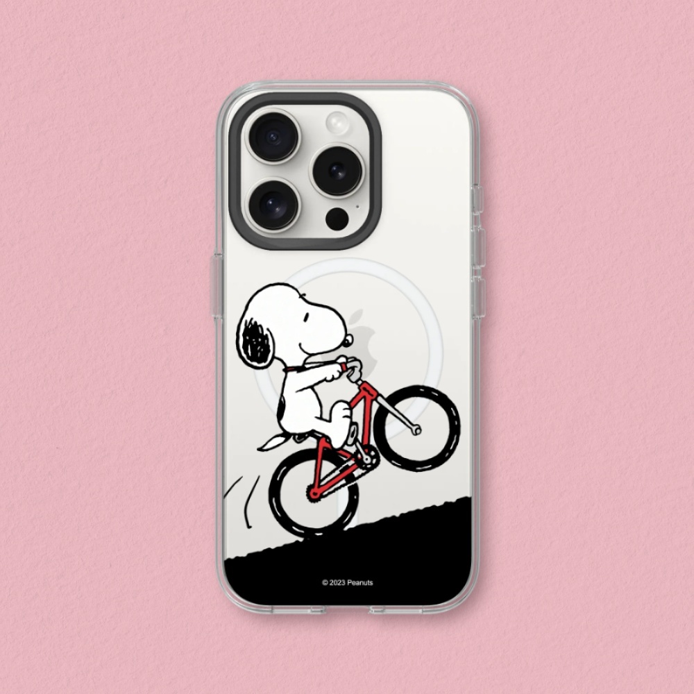 犀牛盾 適用iPhone Clear(MagSafe兼容)透明防摔手機殼∣Snoopy史努比/騎腳踏車
