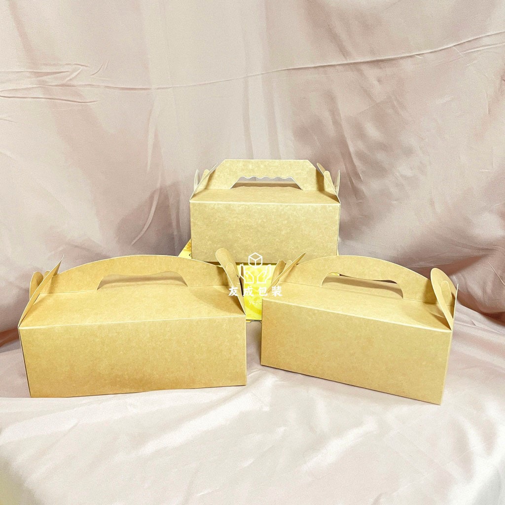 【友成包裝】加厚 進口牛皮紙 4/5/6/9K手提野餐盒 手提盒 餐盒 包裝盒 小餐盒 手提餐盒 麵包盒 點心盒 野餐盒