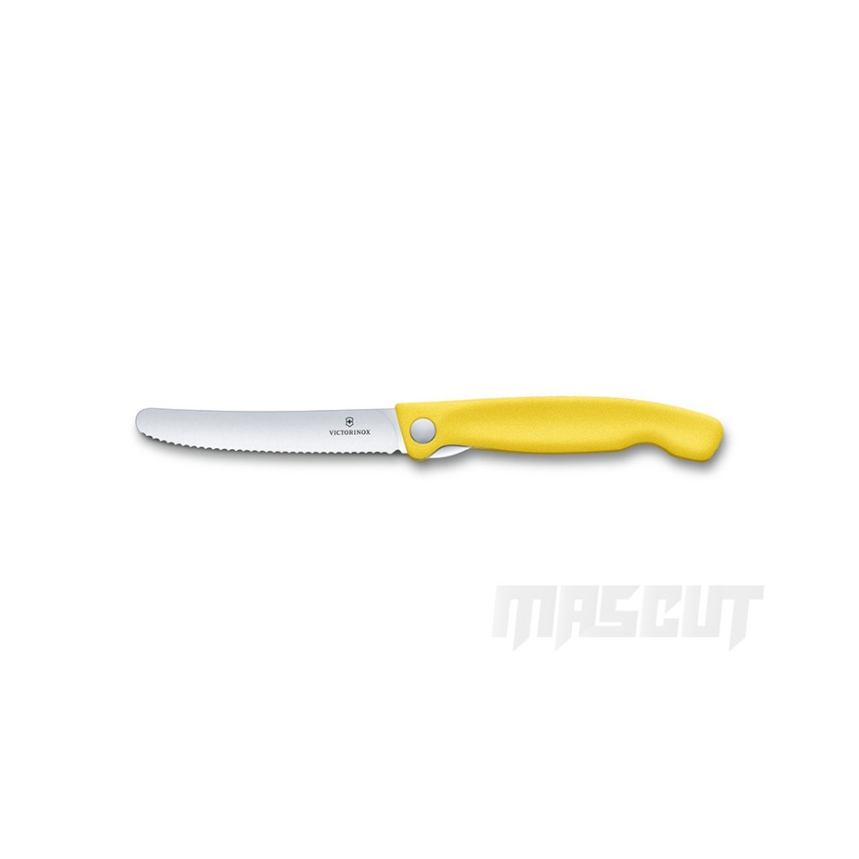 宏均-VICTORINOX 瑞士折疊水果刀/齒刃/黃色-(不二價)水果刀.廚刀.番茄刀.料理刀