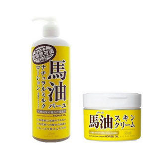 日本Loshi 馬油柔膚保濕身體乳485ml 保水潤澤馬油護膚霜乳液