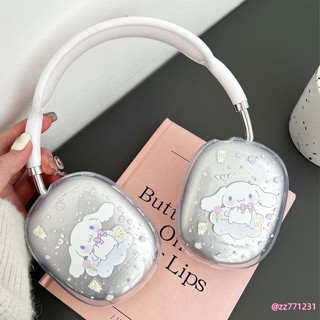 創意卡通可愛雪花玫瑰玉桂狗透明軟殼適用AirPods Max頭戴式耳機 蘋果頭戴式藍芽無線耳機保護套蘋果頭戴式耳機保護套