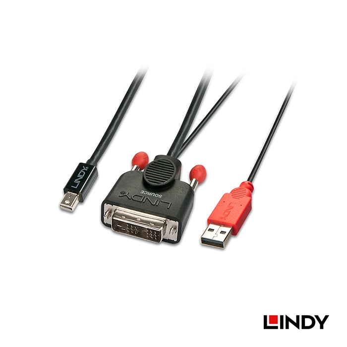 LINDY 林帝 主動式 DVI-D TO MINI DISPLAYPORT 轉接線 1M (41996)