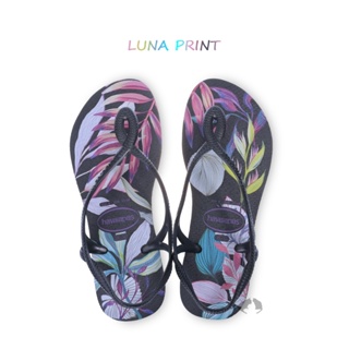 havaianas Luna Print 麻花系列 黑花 防水涼鞋 女款 麻花涼鞋-阿法.伊恩納斯 羅馬鞋 哈瓦仕涼鞋