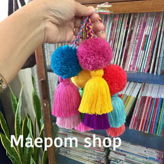 現貨 泰國🇹🇭手工製作 流蘇三層四顆 大絨球裝吊飾掛包包
