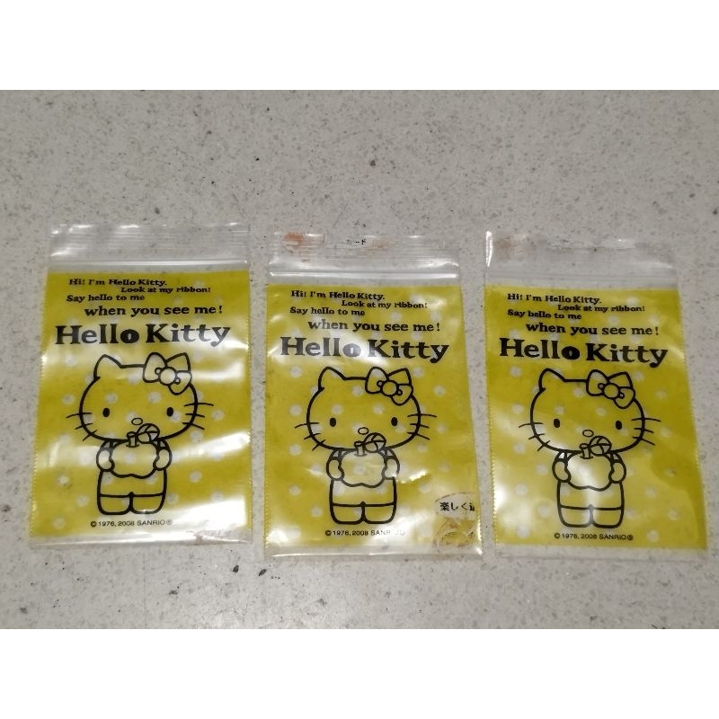 全新有瑕疵 三麗鷗Hello Kitty 凱蒂貓可愛小夾鏈袋3個