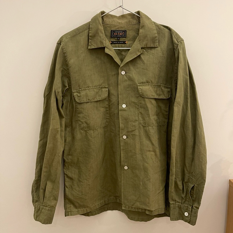 Beams plus 軍綠色 開襟襯衫 M號 日本製