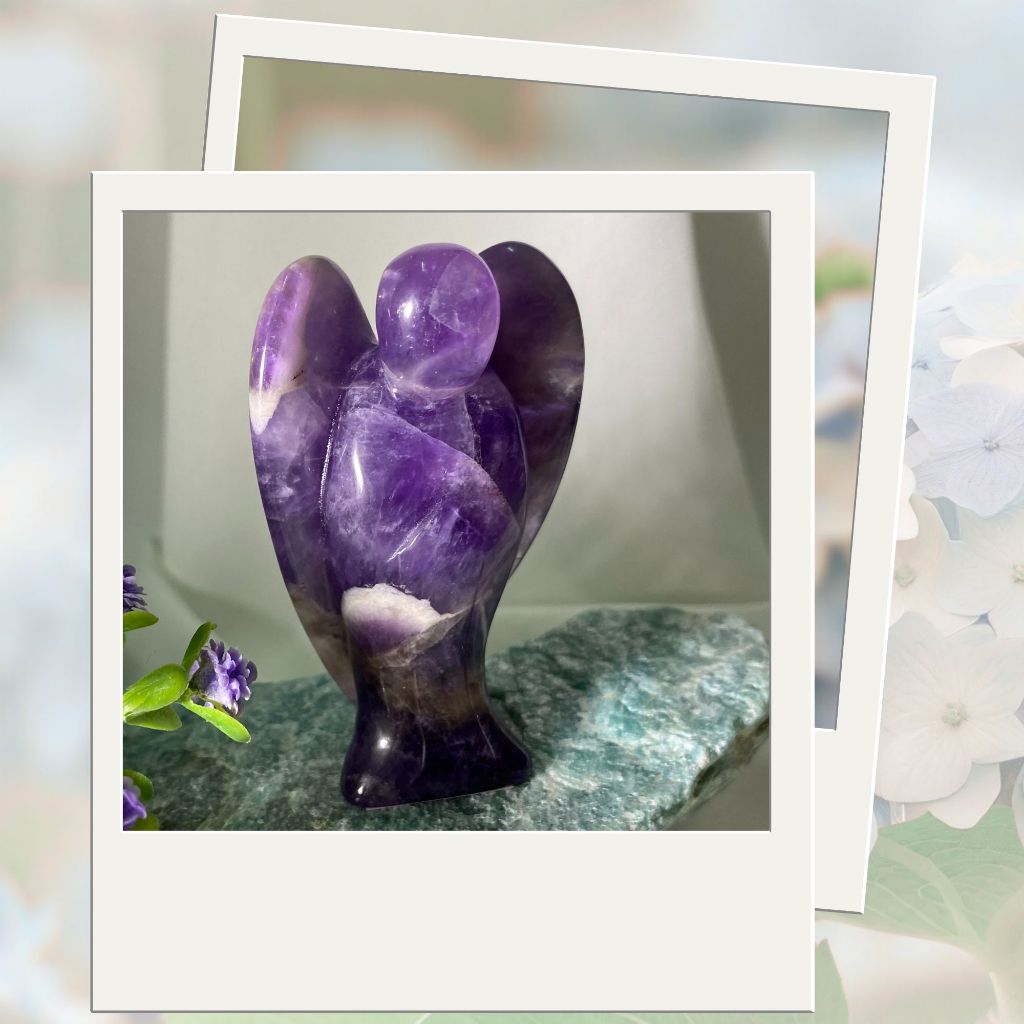 紫水晶天使雕件 水晶雕件 大天使水晶 高75mm寬46mm厚25mm 實品拍攝 XL1