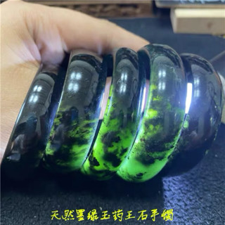 臺灣墨玉鐲子玉鐲天然玉石玉手鐲墨綠玉鐲女正品特價a級藍田墨玉 蛇紋石玉鐲 黑透綠 有各種圍度可選