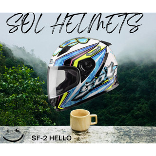 🍀Lucky幸運安全帽🍀SOL SF-2 sf2 全罩式 哈囉 白藍彩繪 雙D 輕量化 小帽體 MIT臺灣製